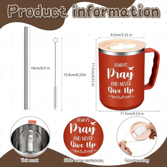 Christian Coffee Mugs Set Insulated 17 oz Bible Verse Religious Gifts - Picture 2 of 7